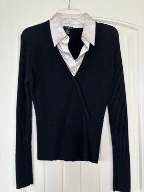 Vintage 100% cashmere and a 100% silk collar.